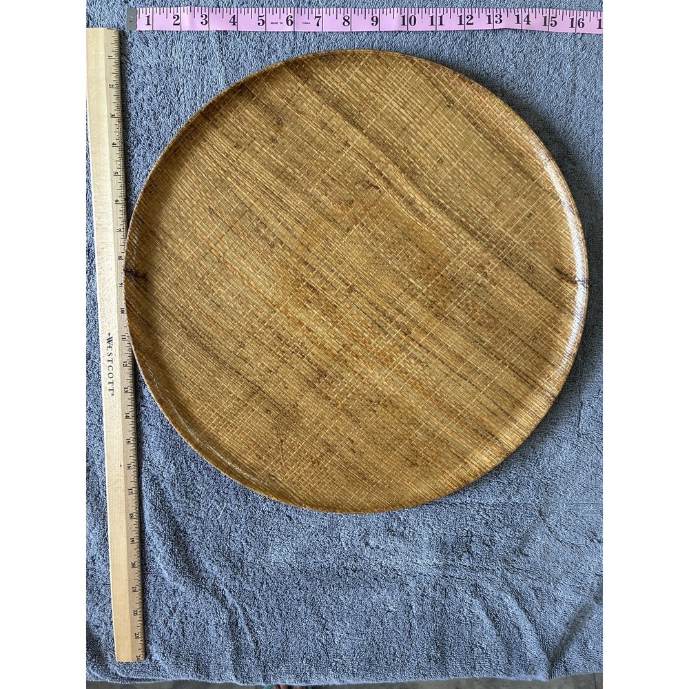 MCM Abaca Grainware Raffia & Lucite Tray 17"